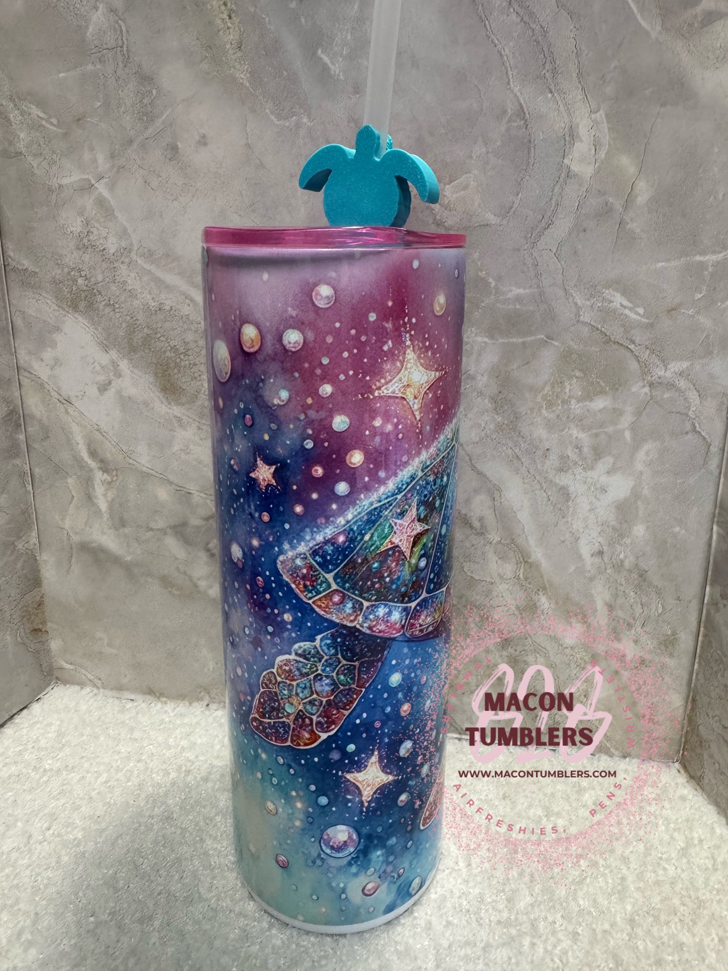Sea Turtle 20oz Sublimation Tumbler with Turtle Straw Charm | Ocean Lover Cup