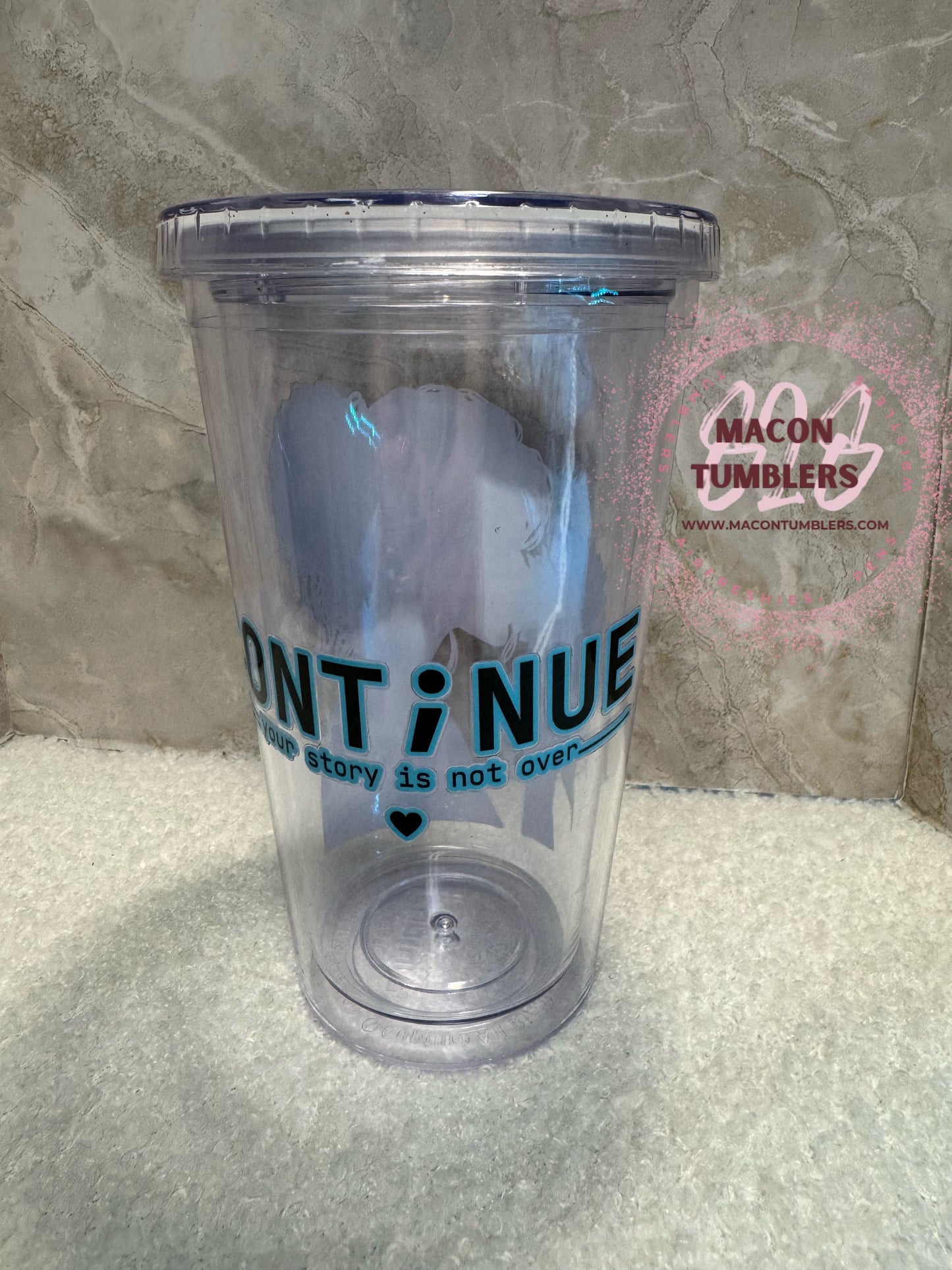 Continue Your Story 16 oz Tapered Plastic Cup 💙🌻