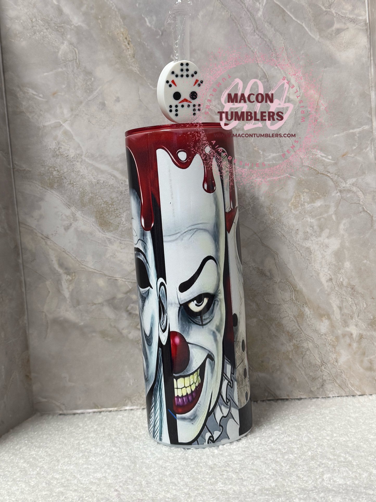Horror Icons 20oz Sublimation Tumbler – Drip Design Slasher Collage