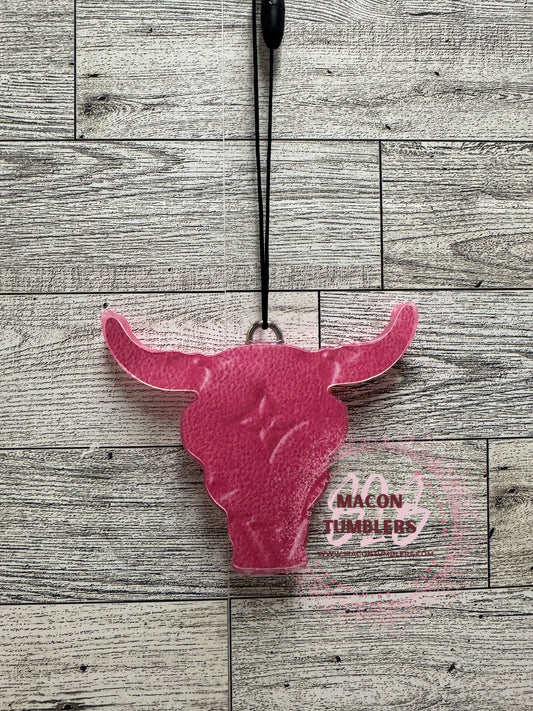 Pink Cardstock Bull Skull Freshie (Strawberry Shortcake)