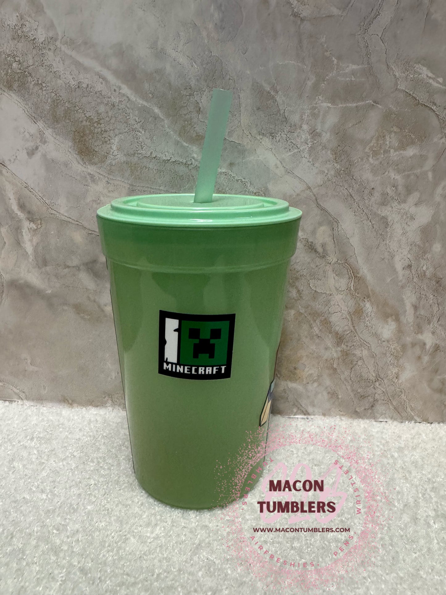 Green Color-Changing Gaming Kids Tumbler with Straw