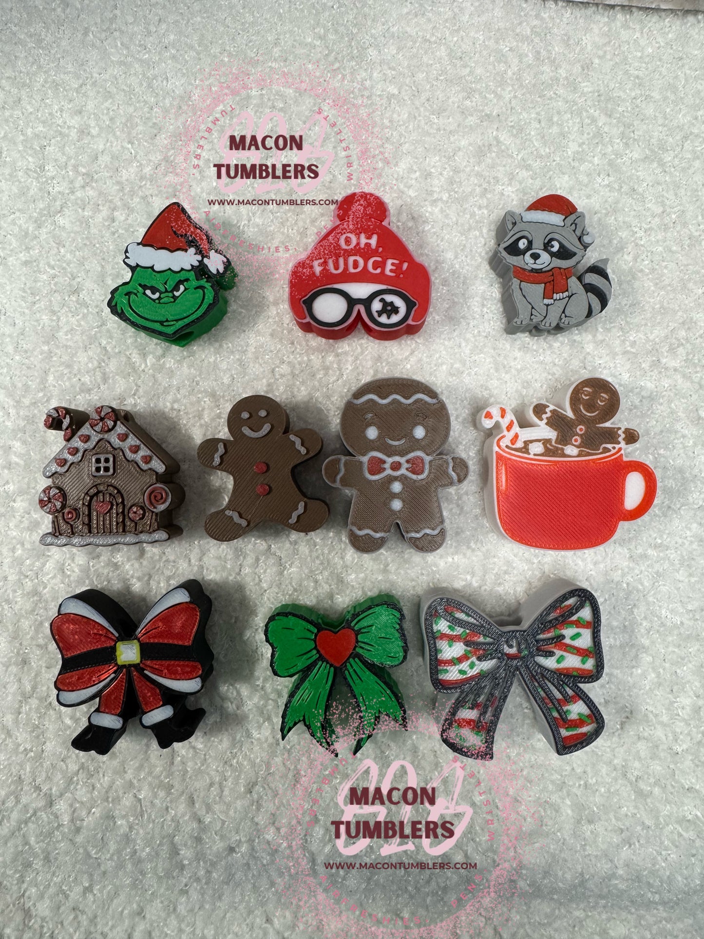 Christmas 3d printed straw charms