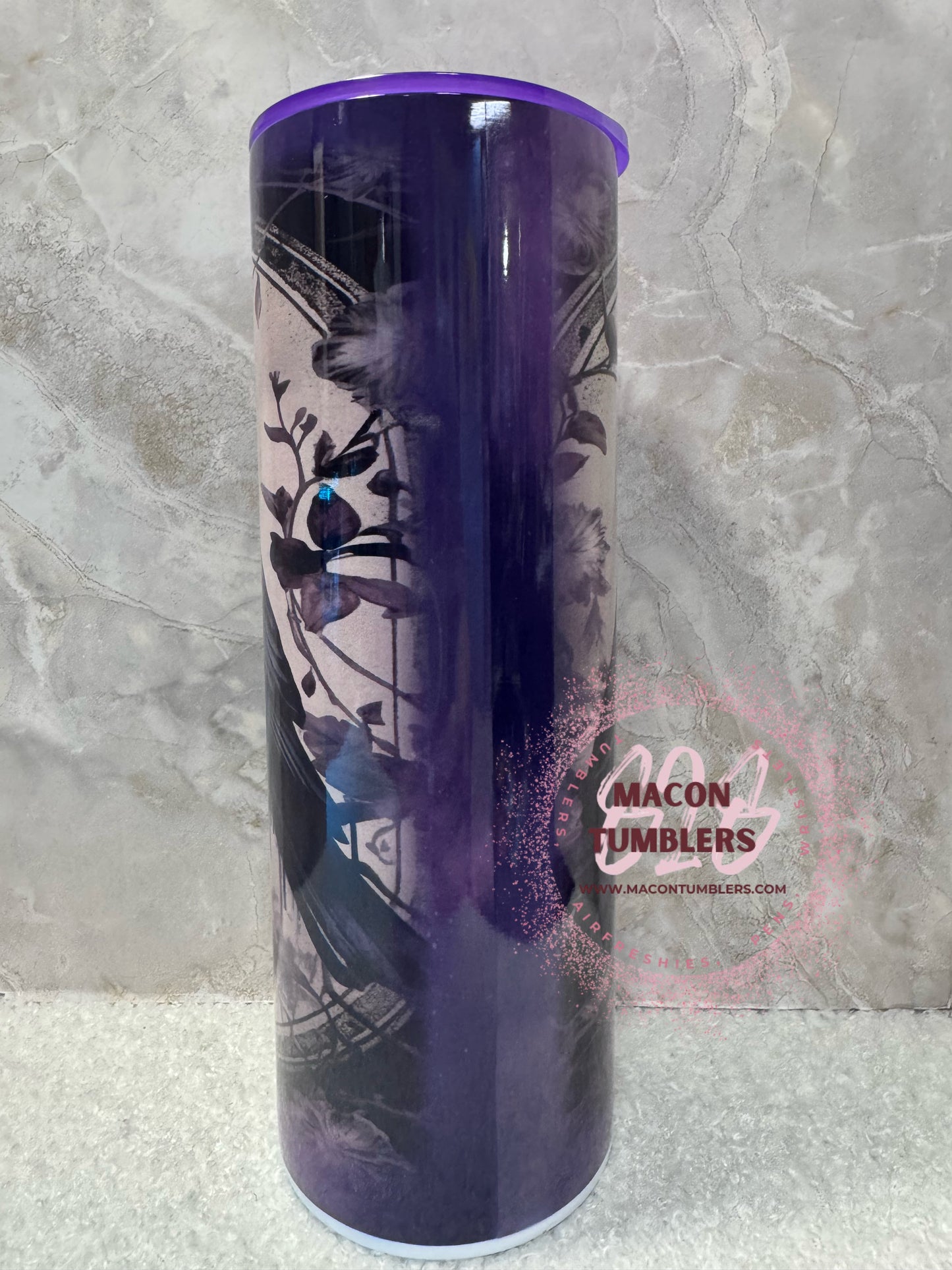 Mystic Raven Gothic Tumbler – Purple Crow 20 oz Skinny Stainless Steel Tumbler