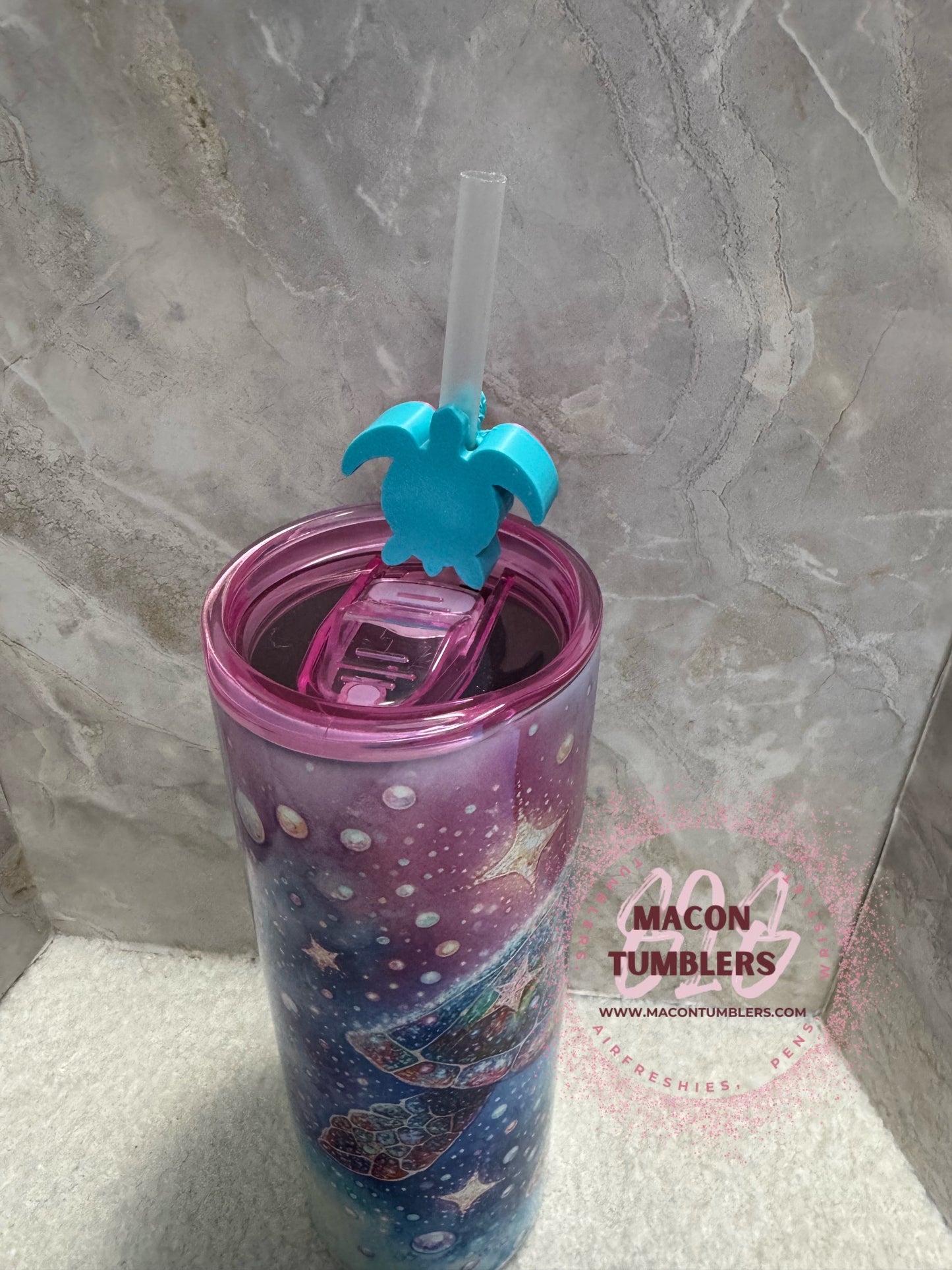 Sea Turtle 20oz Sublimation Tumbler with Turtle Straw Charm | Ocean Lover Cup