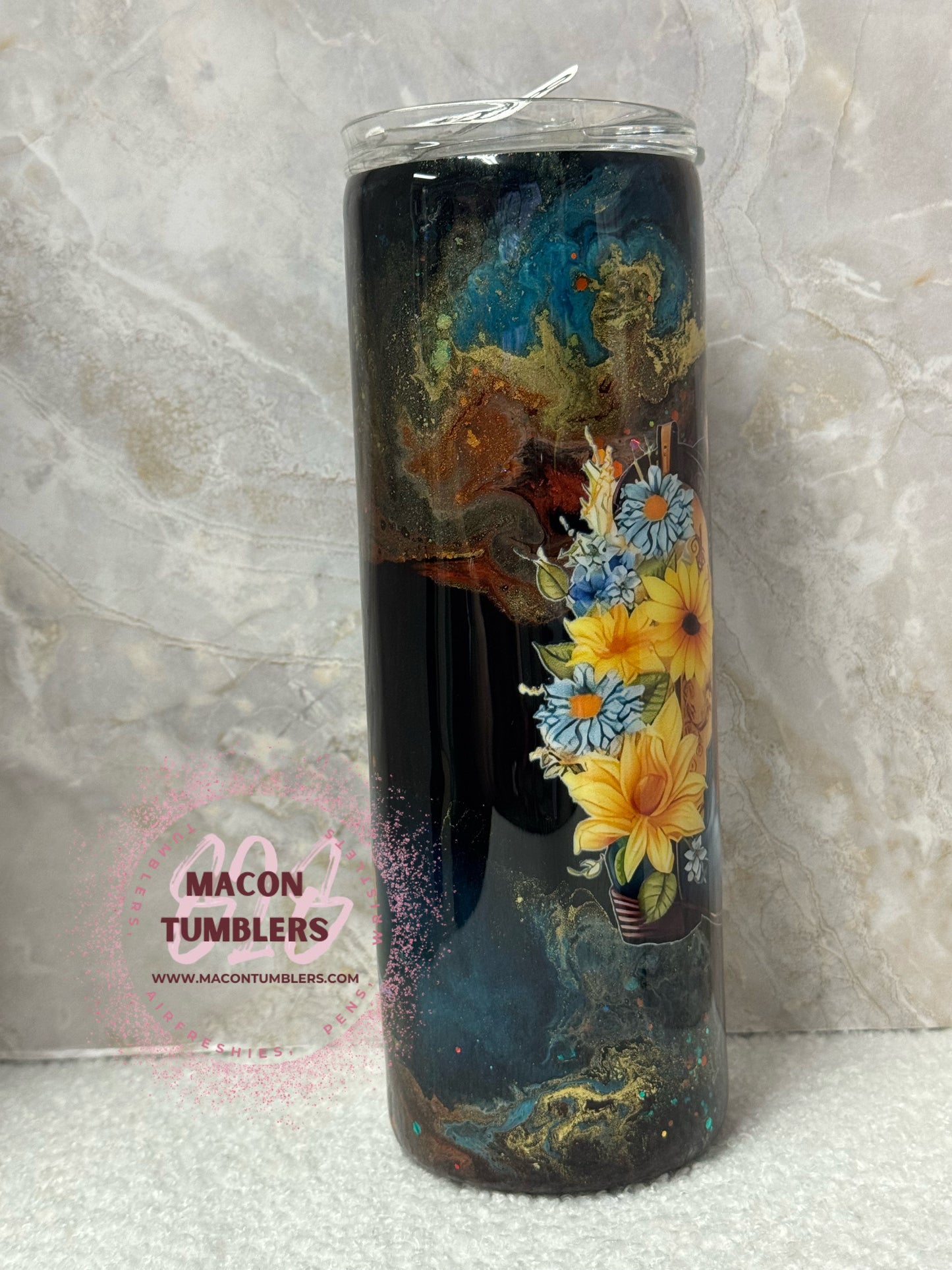 Western Floral Boots 20oz Epoxy Tumbler – Rustic Cowgirl Ink Design