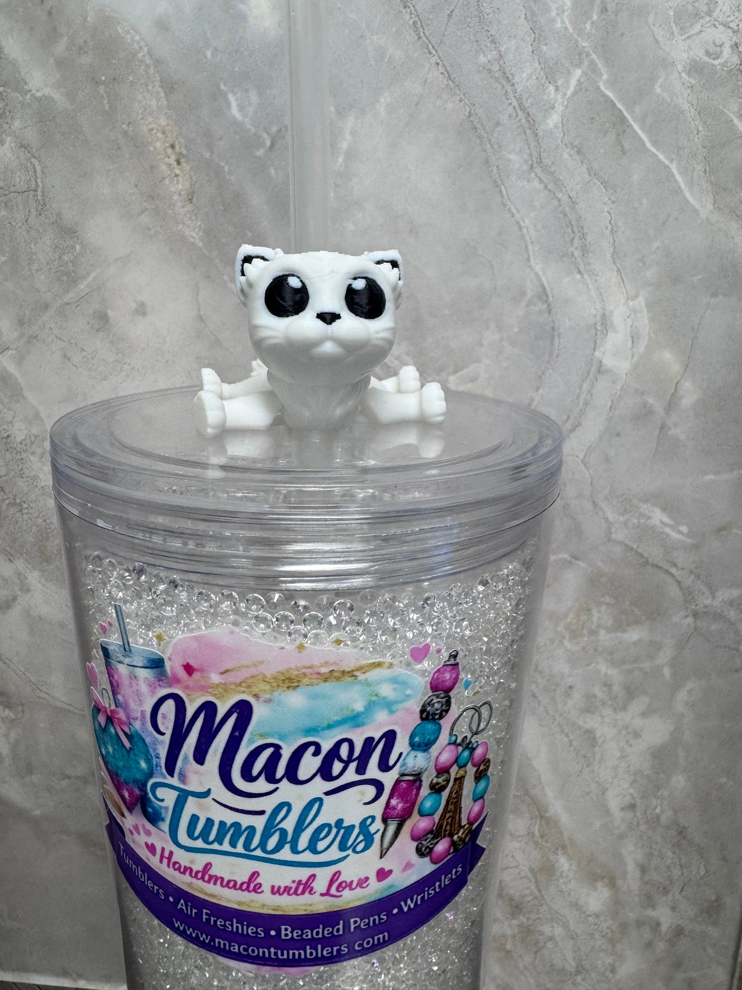 Cat Straw Charm – Cute 3D Printed Tumbler Accessory