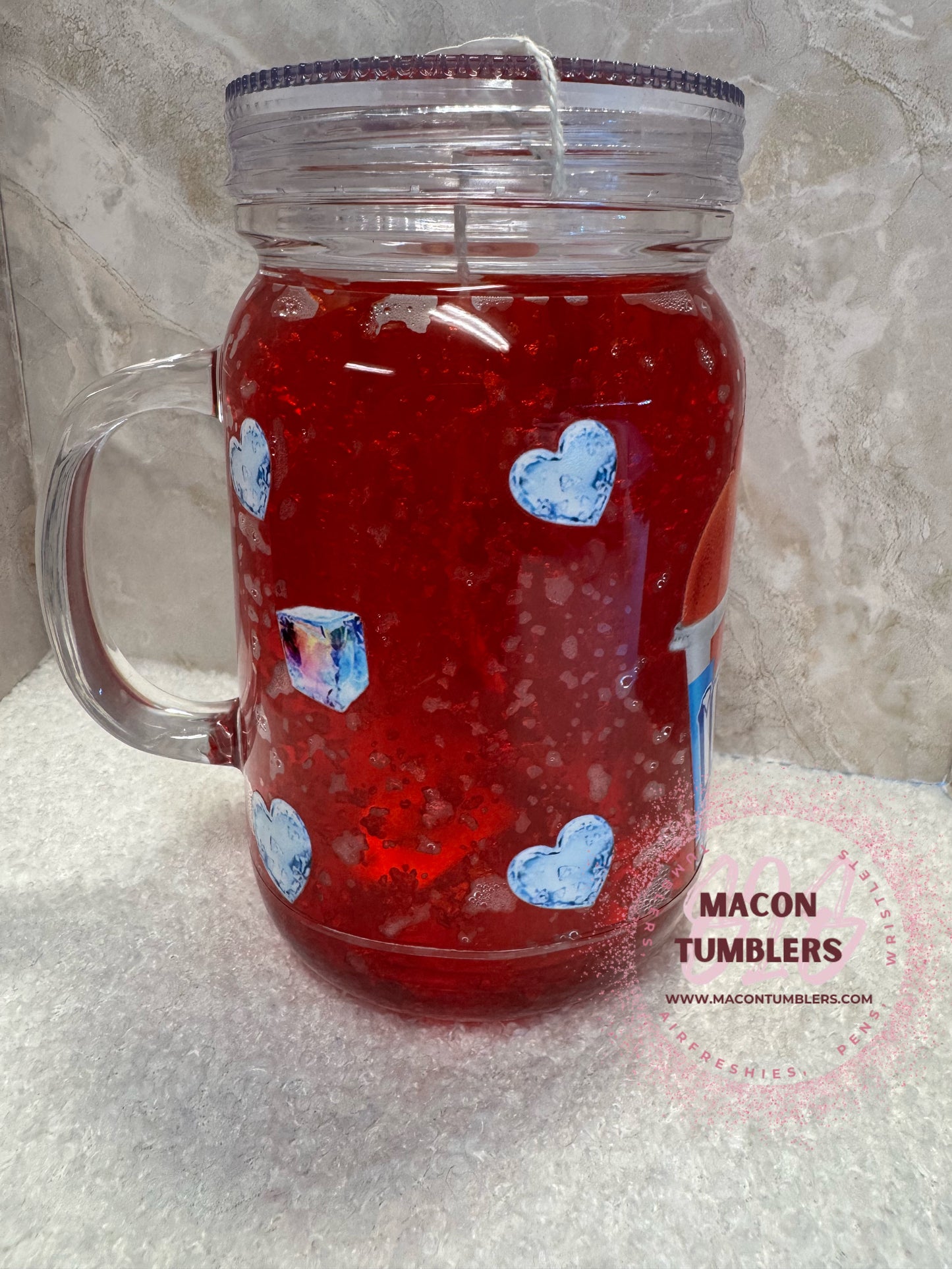 Cherry Slushie 16 oz Mason Jar Snowglobe Tumbler 🍒❄️
