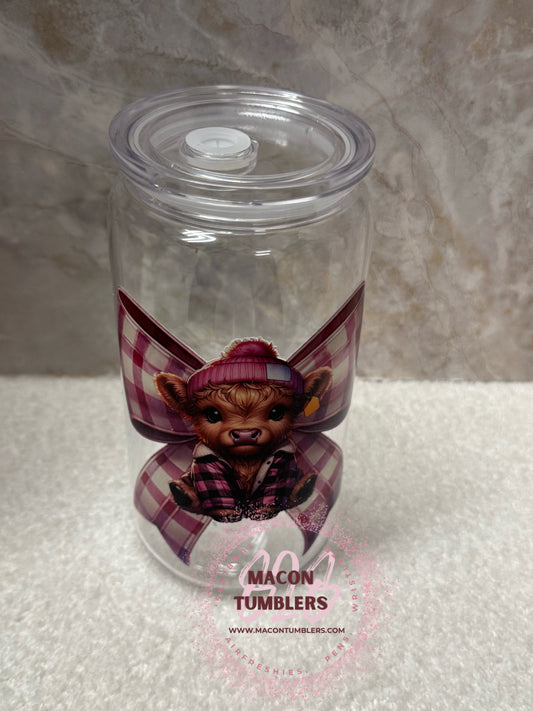 Cozy Cow Bow 16 oz Plastic Libbey Tumbler 🐄🎀