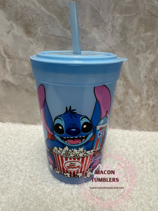 Blue Color-Changing Alien Kids Tumbler with Straw