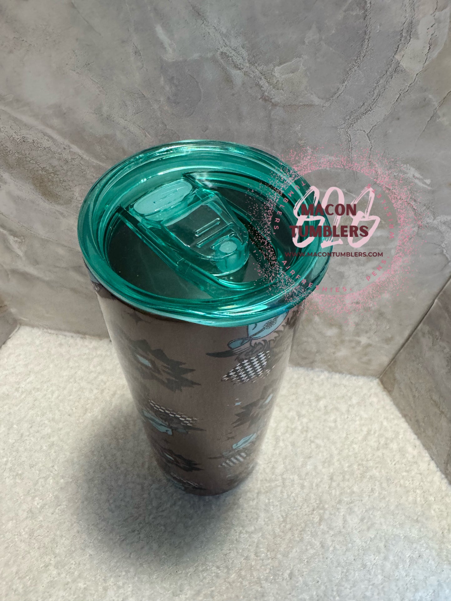 Turquoise Western Cow 20 oz Sublimation Tumbler 💎🐄
