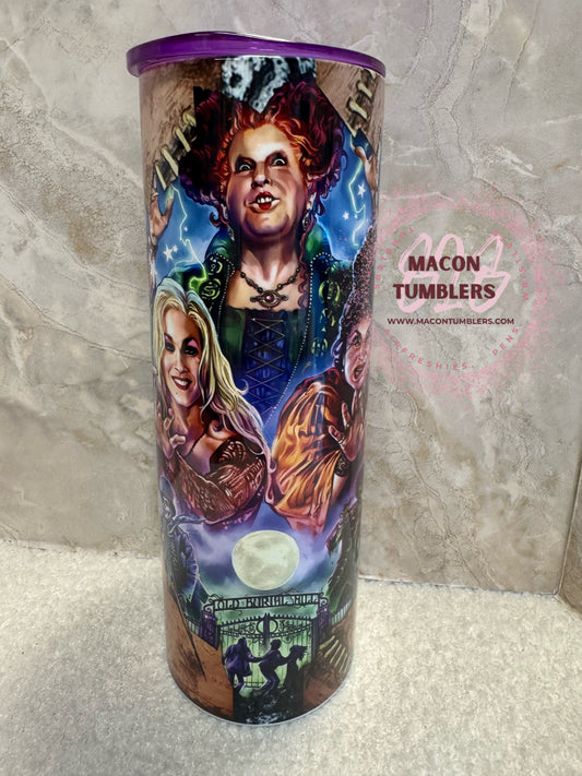Hocus Pocus Inspired 20 oz Sublimation Tumbler | Halloween Witch Sisters Cup 🕯️