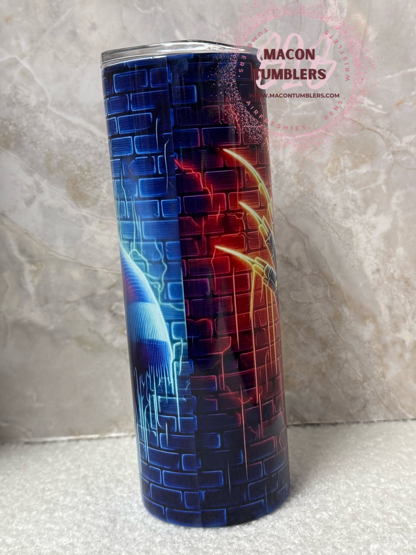 Nightmare Street Neon 20oz Tumbler – Horror Icon Glow Design