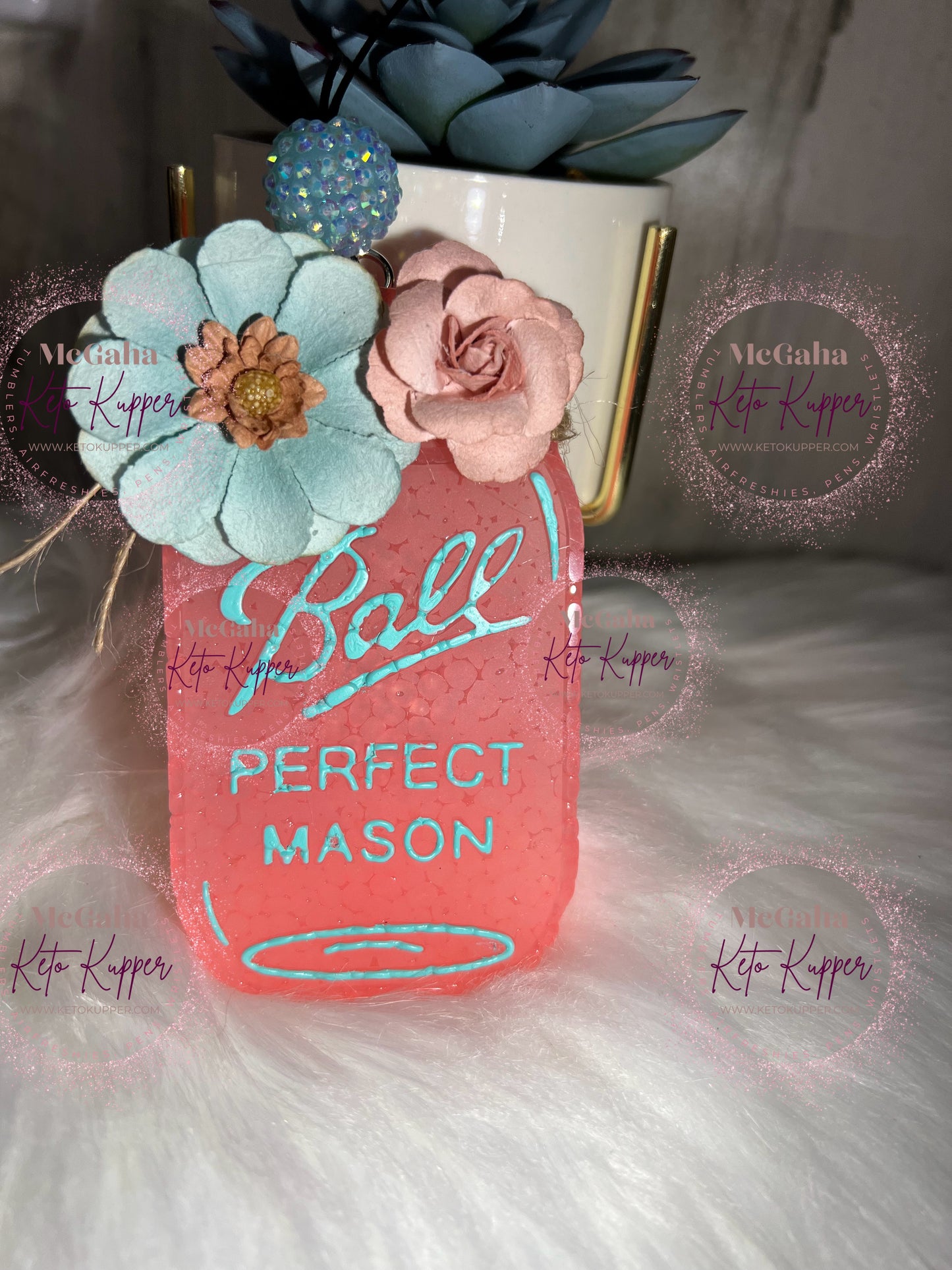 Mason Jar with Flowers Custom Freshie