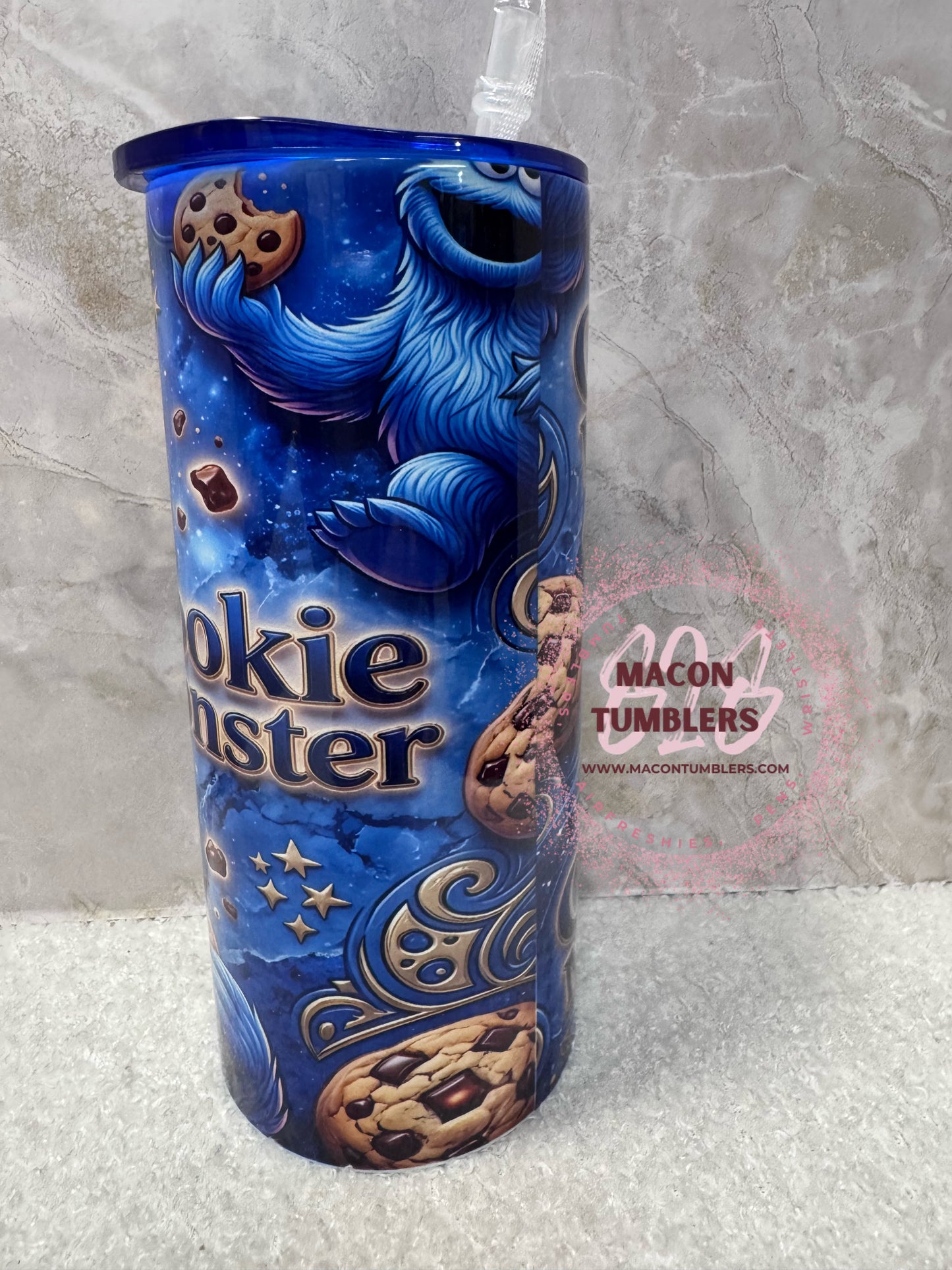 20 oz Blue Cookie Lover Inspired Skinny Tumbler