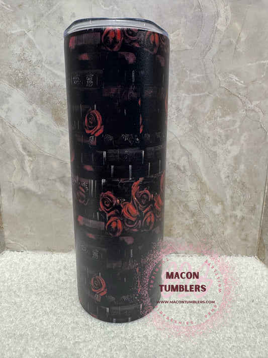 Fueled by Coffee & Dark Romance” 20 oz Stainless Steel Skinny Tumbler