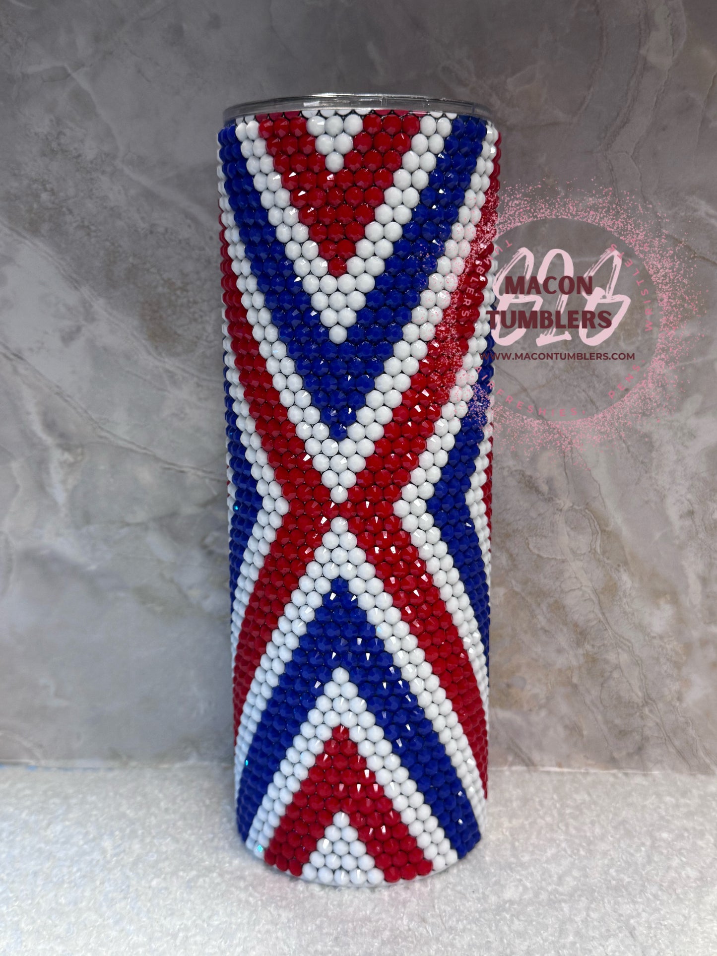 Patriotic Rhinestone 20 oz Skinny Tumbler | Red, White & Blue Bling Tumbler