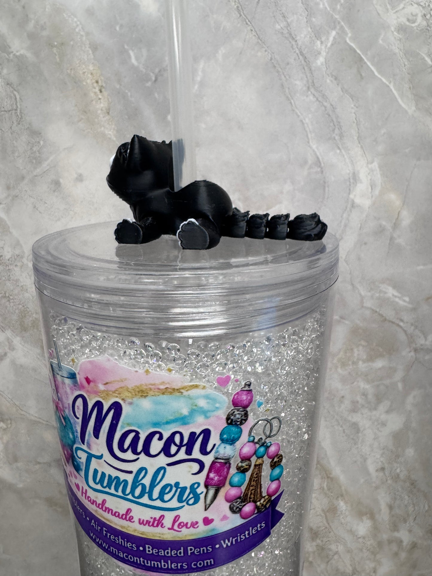 Cat Straw Charm – Cute 3D Printed Tumbler Accessory