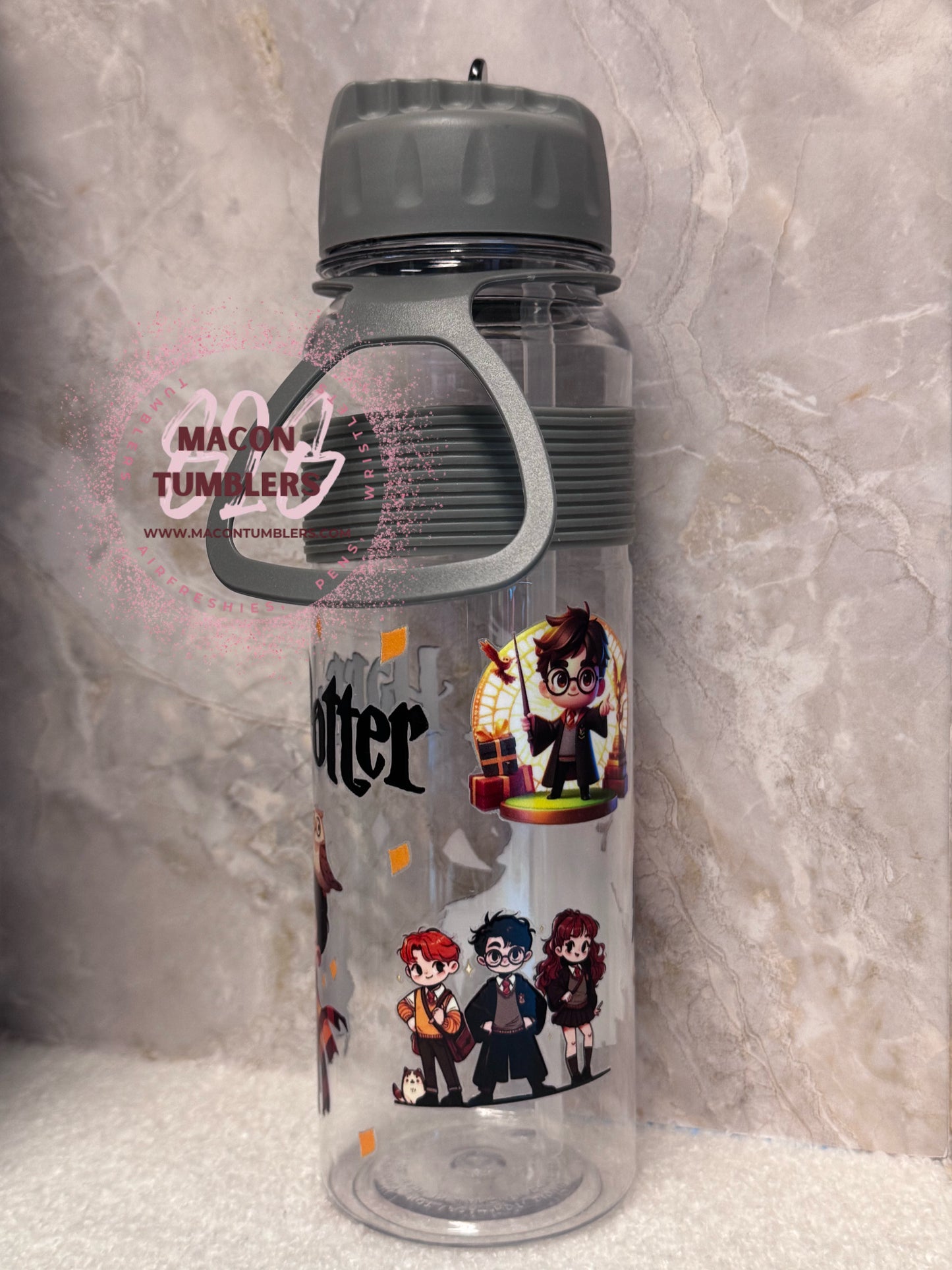 Wizard School Inspired Acrylic Water Bottle – Gray Lid