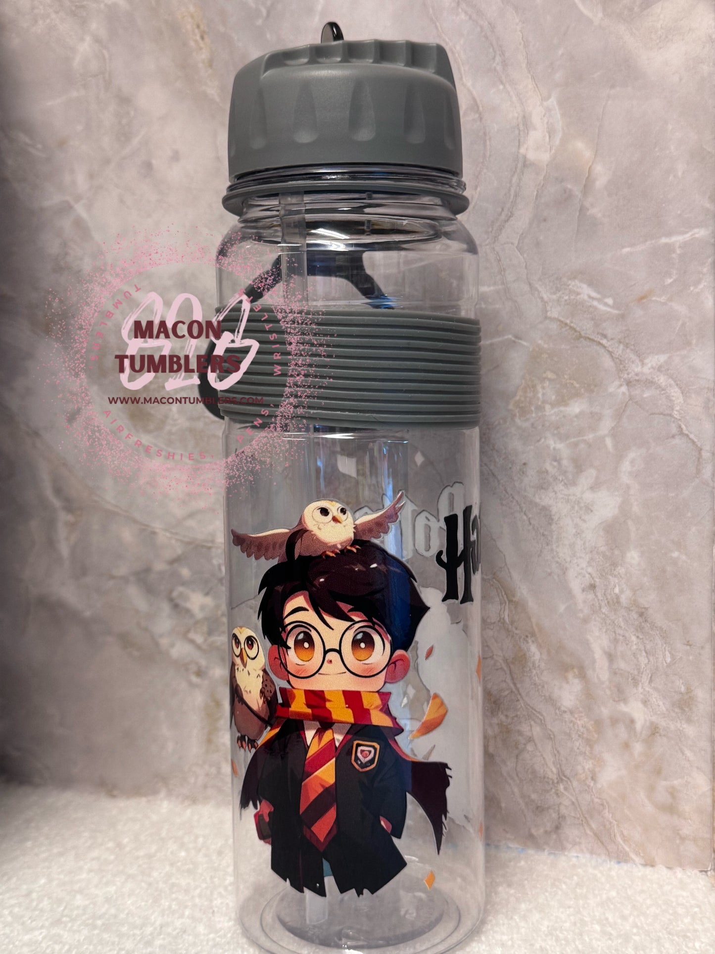 Wizard School Inspired Acrylic Water Bottle – Gray Lid
