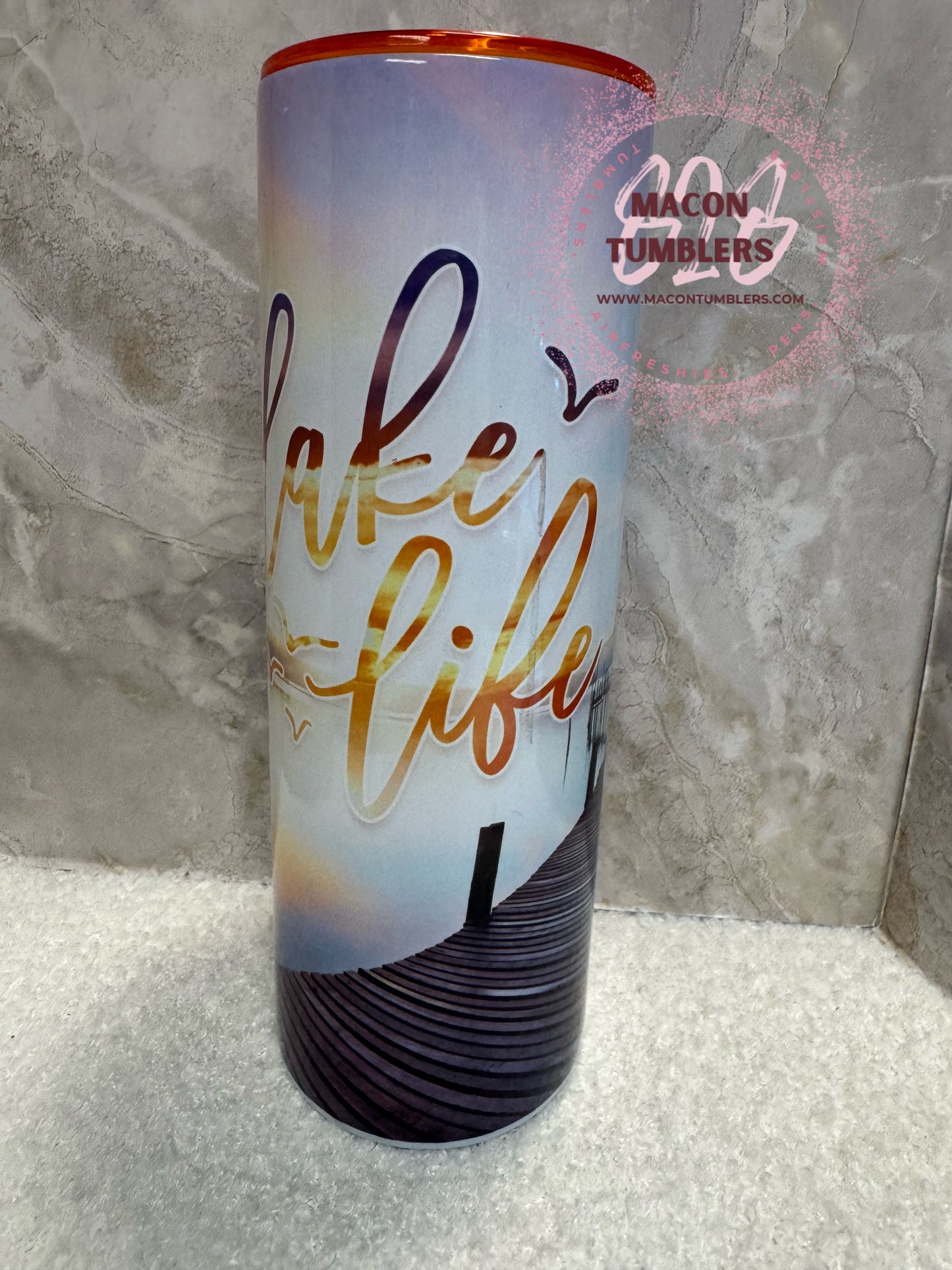 Lake Life Sunset Tumbler – 20oz Skinny Sublimation Tumbler