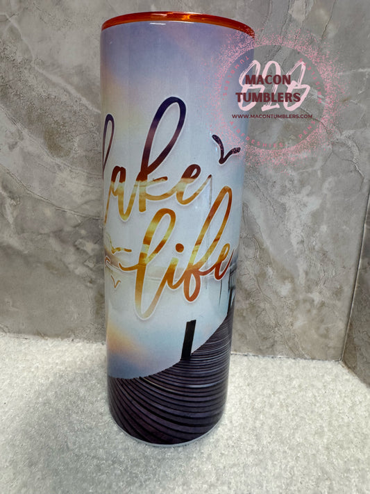 Lake Life Sunset Tumbler – 20oz Skinny Sublimation Tumbler