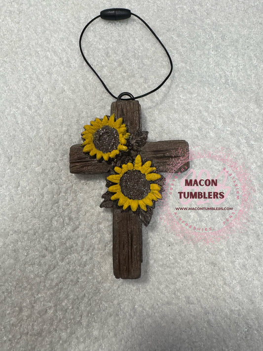 3D Cross w/Sunflower Freshie