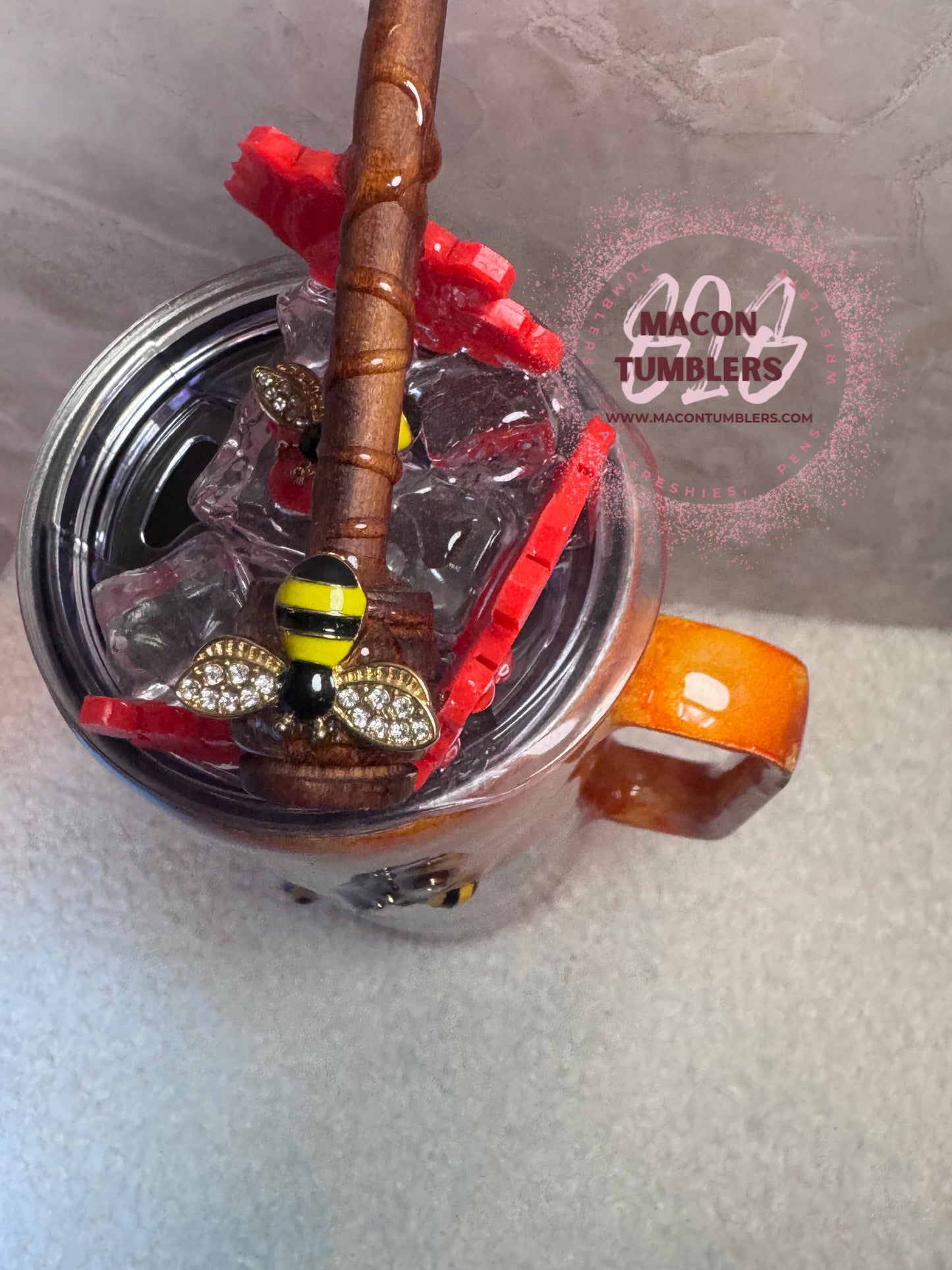 🐝 Honey Bee Floral 20 oz Stainless Steel Tumbler with Straw & Honeycomb Design