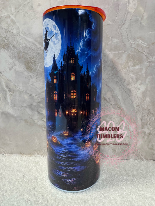 Haunted Halloween Mansion 20 oz Stainless Steel Tumbler