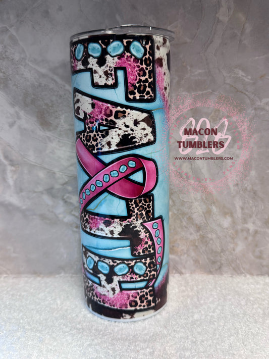 Faith Cross 20 oz Skinny Stainless Steel Sublimation Tumbler