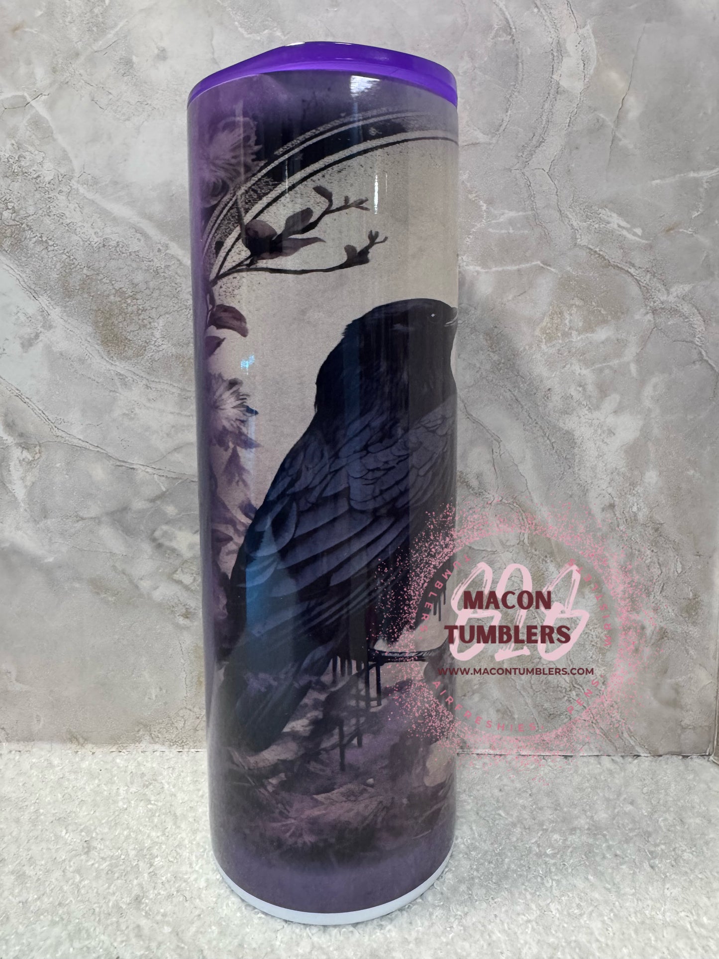 Mystic Raven Gothic Tumbler – Purple Crow 20 oz Skinny Stainless Steel Tumbler