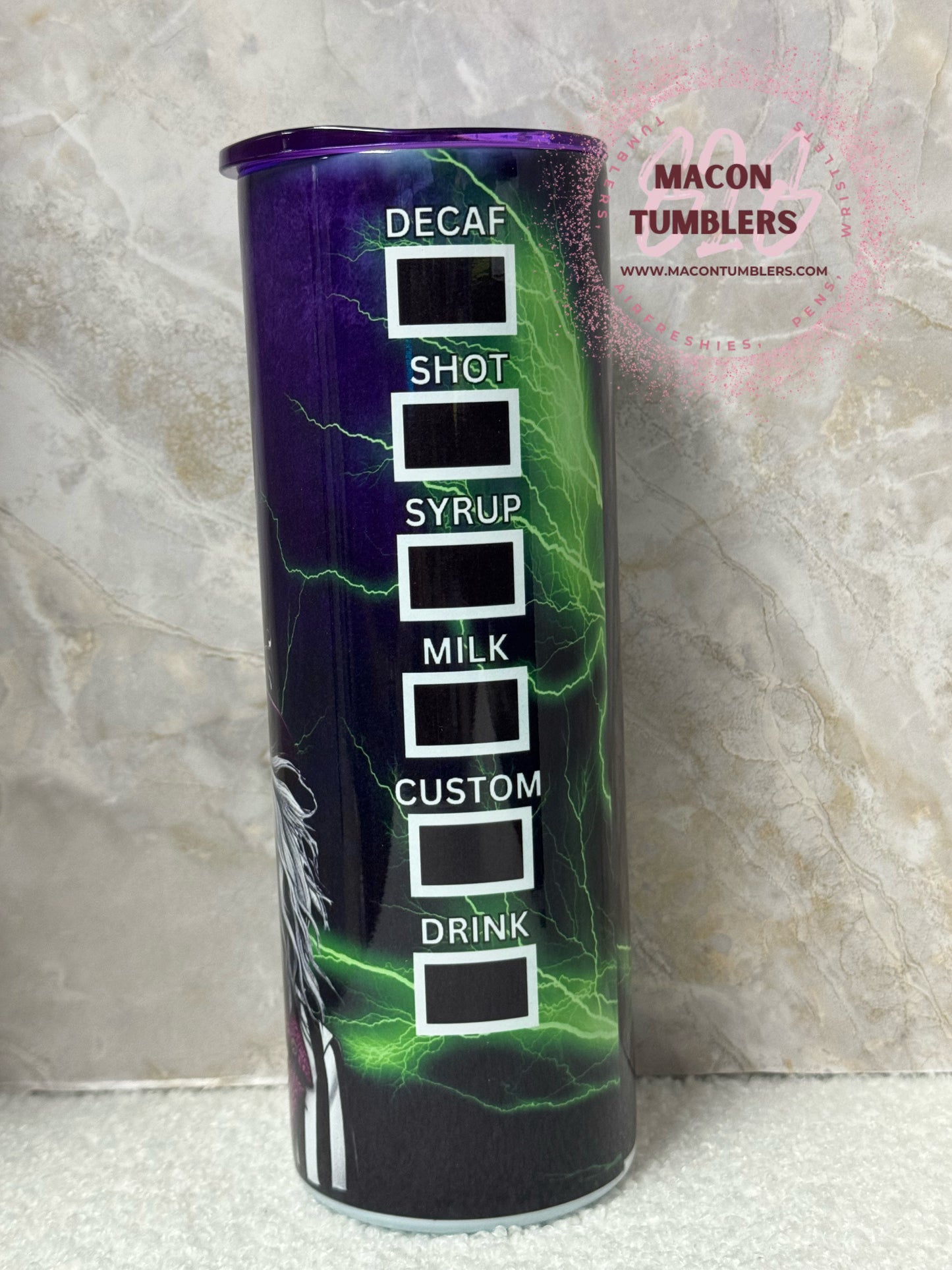 Beetle Brew 20oz Tumbler – Spooky Coffee Bar Check Design