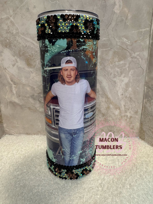 Rhinestone Country Singer Inspired Tumbler – Bling Western 20oz Custom Cup