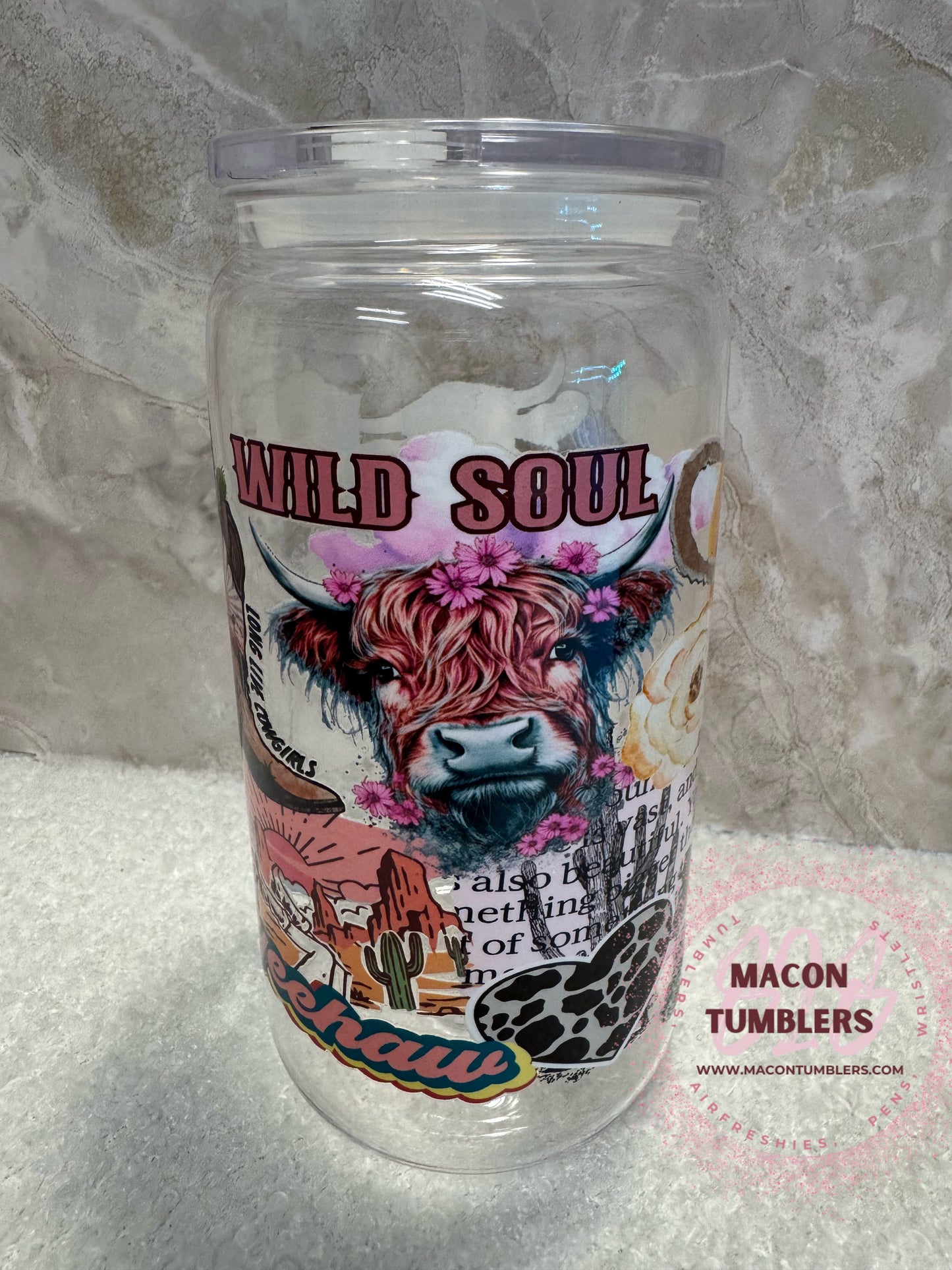 16oz Wild Soul Western Cowgirl Plastic Libbey Cup – Country Western Can Tumbler