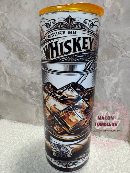 Whiskey On the Rocks Tumbler – 20oz Skinny Sublimation Tumbler
