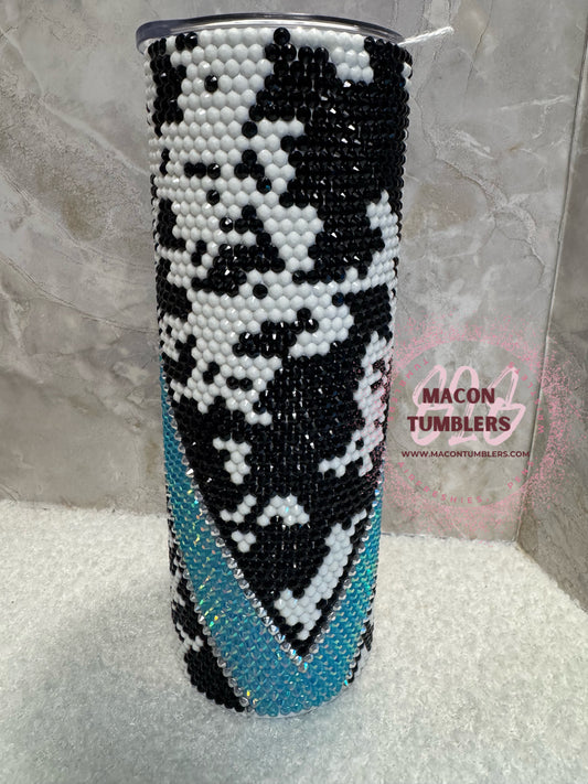 Black & White Rhinestone Bling Tumbler – 20oz Skinny
