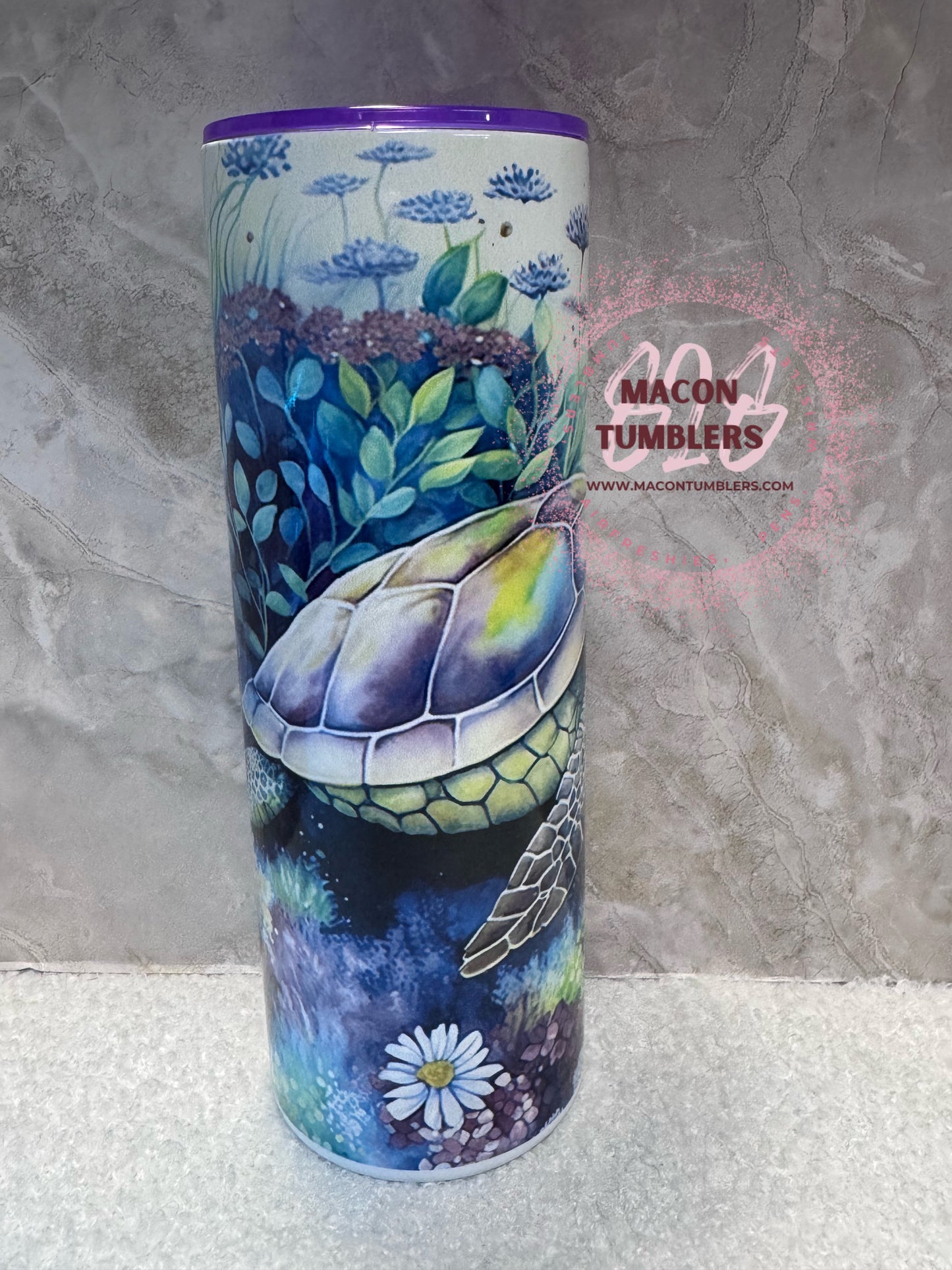 Sea Turtle Floral 20 oz Skinny Tumbler