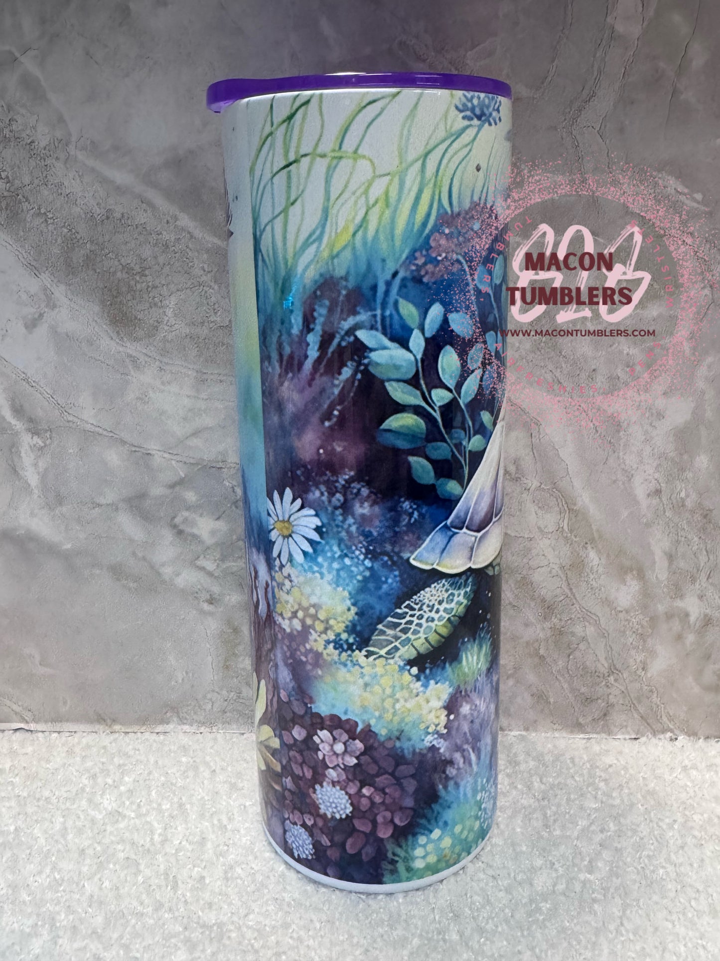 Sea Turtle Floral 20 oz Skinny Tumbler